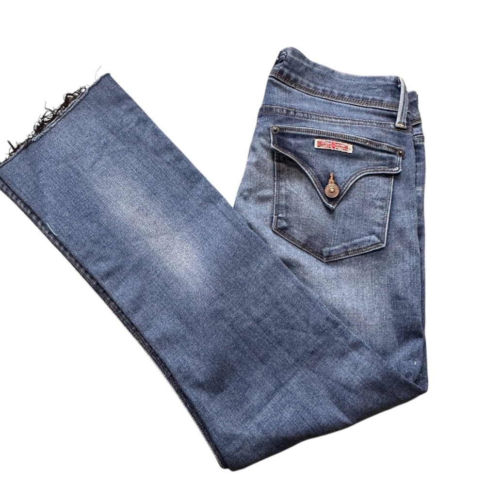 HUDSON Woman’s Jeans Beth Mid-Rise Baby Bootcut Raw Hem Size 29 Y2K